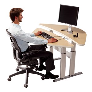 Adjustable Height Bi-Level Corner Computer Workstation