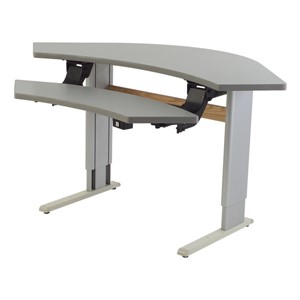 Adjustable Height Bi-Level Corner Computer Workstation – Power Adjustable