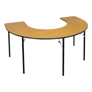 Horseshoe Table Wheelchair Accessible - Folding - Barrister oak top w/ black edge band