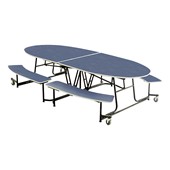 Elliptical Mobile Bench Cafeteria Table