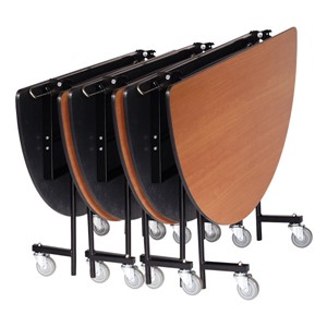 Mobile Cafeteria Table - Round - Four tables shown closed & nested