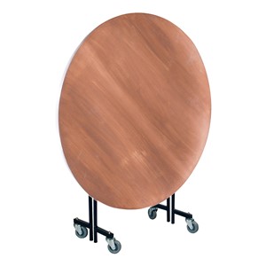 Round Mobile EZ-Tilt Cafeteria Table - Folded