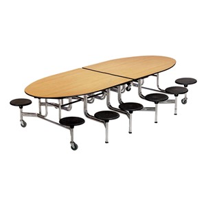 Elliptical Mobile Stool Cafeteria Table