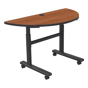 Sit-to-Stand Flipper Training Table - Half Round (24" W x 48" L) - Amber cherry