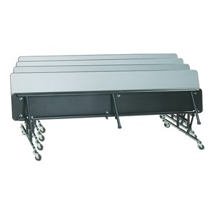 AdapTable Mobile Convertible Bench Cafeteria Table - Shown w/ Gray Nebula laminate - Four tables shown closed & nested