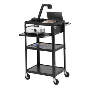 Adjustable Steel AV Notebook Cart w/o Cabinet (Dual Pull Out Shelves)