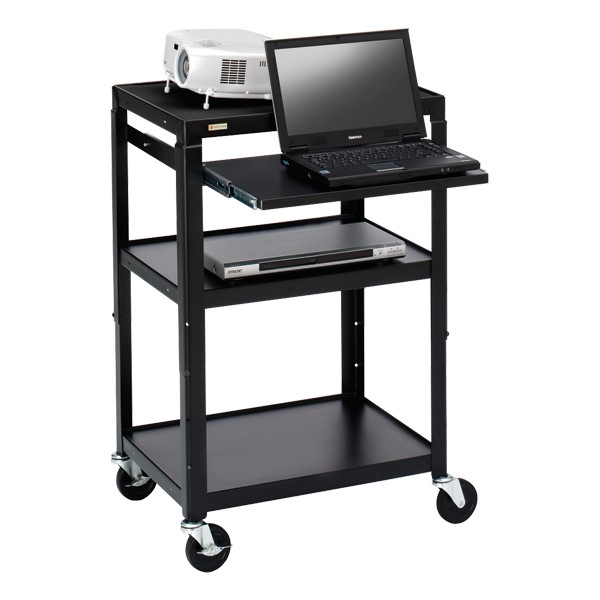 Adjustable Steel AV Notebook Cart w/ One Shelf