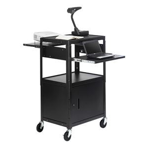 Adjustable Steel AV Notebook Cart w/ Cabinet (Dual Pull Out Shelves)