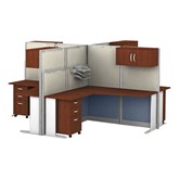 Office-In-An-Hour Four-Desk L-Shaped Workstation