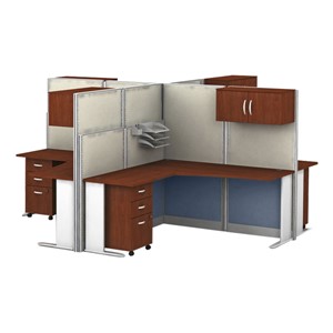 Office-In-An-Hour Four-Desk L-Shaped Workstation