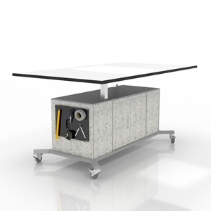 Limber Sit-to-Stand Workstation w/ Tiltable Dry Erase Top & Pegboard Panel