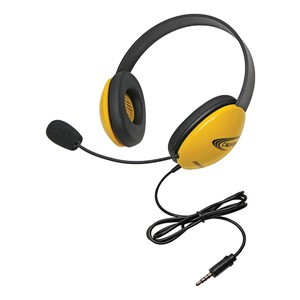 Colorful Preschool Headphones w/ Mic & Mobile-Ready Plug - Yellow