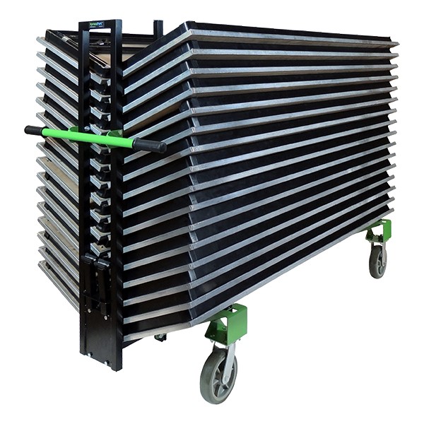 Slant-Stacking Adjustable Folding Table Truck - Shown with narrow tables (sold separately)