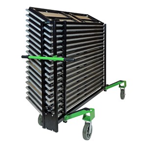 Slant-Stacking Adjustable Folding Table Truck - Shown with narrow tables (sold separately)