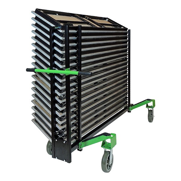 Slant-Stacking Adjustable Folding Table Truck - Shown with narrow tables (sold separately)