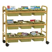 Bamboo Book Browser Cart w/ Nine Tubs