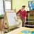 Double-Sided Bamboo Teaching Easel w/ Tubs & Lids