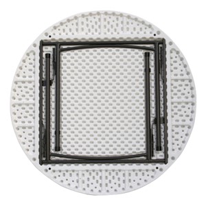 CP Series Round Blow-Molded Plastic Folding Table (60" Diameter)<br>Legs folded for storage