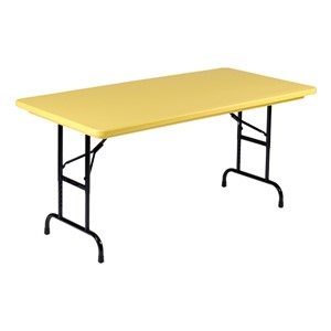 Colorful Blow-Molded Plastic Folding Table - Adjustable Height (24" W x 48" L)