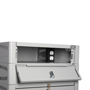 TekStak Laptop Storage Cabinet w/ Charger and Electronic Lock - powerstrip