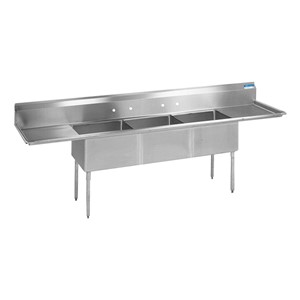 High Quality Compartment Sink w/ 2 18" Drainboards - 3 Sinks