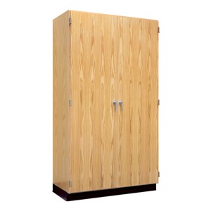 Tall Wood Storage Cabinet with Oak Doors