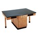 Four-Student Science Cabinet Table - Four Book Compartments - Epoxy Top (Doors & Drawers)