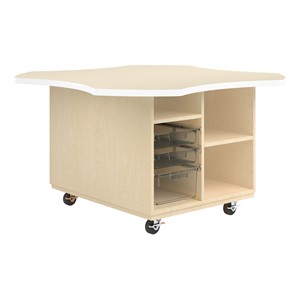 Intermix Mobile Workbench - white edgeband and almond top laminate