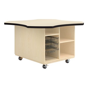 Intermix Mobile Workbench - black edgeband and almond top laminate