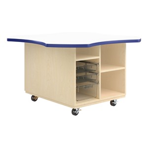 Intermix Mobile Workbench - royal edgeband and white top laminate