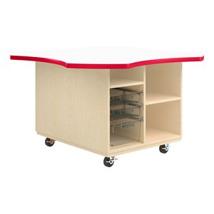 Intermix Mobile Workbench - red edgeband and white top laminate