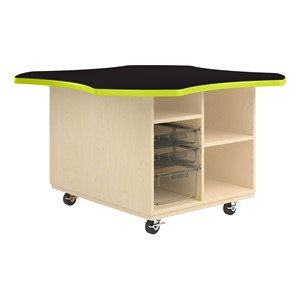 Intermix Mobile Workbench - lime edgeband and black top laminate