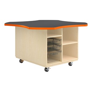 Intermix Mobile Workbench - orange edgeband and charcoal top laminate