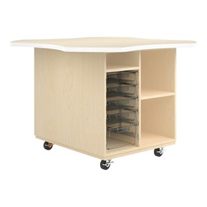 Intermix Mobile Workbench - white edgeband and almond top laminate