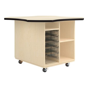 Intermix Mobile Workbench - black edgeband and almond top laminate