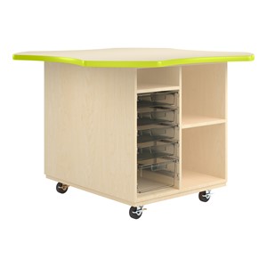 Intermix Mobile Workbench - lime edgeband and almond top laminate