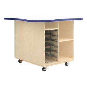 Intermix Mobile Workbench - royal edgeband and white top laminate