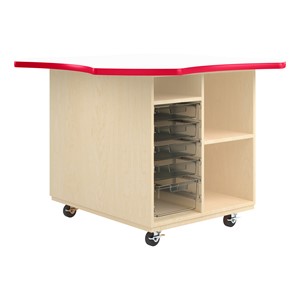 Intermix Mobile Workbench - red edgeband and white top laminate