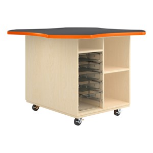 Intermix Mobile Workbench - orange edgeband and charcoal top laminate