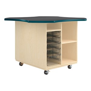 Intermix Mobile Workbench - peacock edgeband and charcoal top laminate