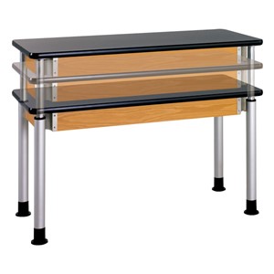 Adjustable-Height Science Lab Table w/ Laminate Top - Silver Powder Coated Legs