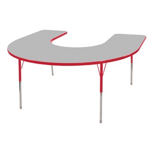 Horseshoe Table Adjustable Height - Gray top w/ red edge