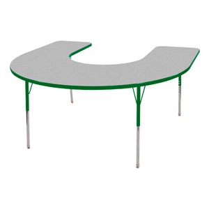 Horseshoe Table Adjustable Height - Gray top w/ green edge