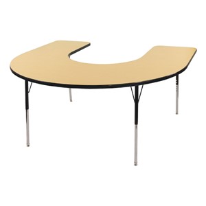 Horseshoe Table Adjustable Height - Maple top w/ black edge