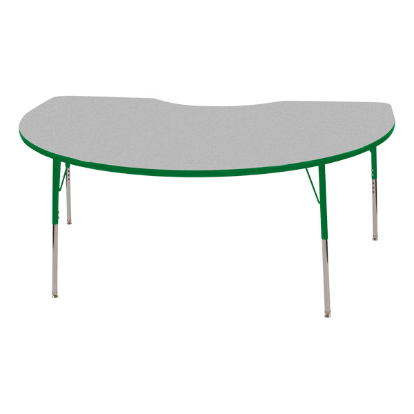Kidney Table - Adjustable Height - Gray top w/ green edge