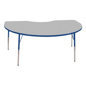 Kidney Table - Adjustable Height - Gray top w/ blue edge