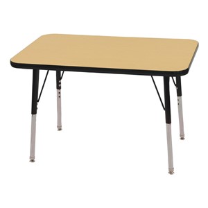 Rectangle Adjustable-Height Activity Table (36" W x 24" D) - Maple top w/ black edge