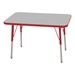 Rectangle Adjustable-Height Activity Table (36" W x 24" D) - Gray top w/ red edge