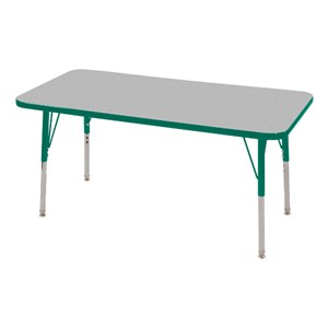 Rectangle Adjustable-Height Activity Table - Gray top w/ green edge