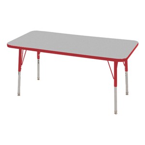 Rectangle Adjustable-Height Activity Table - Gray top w/ red edge